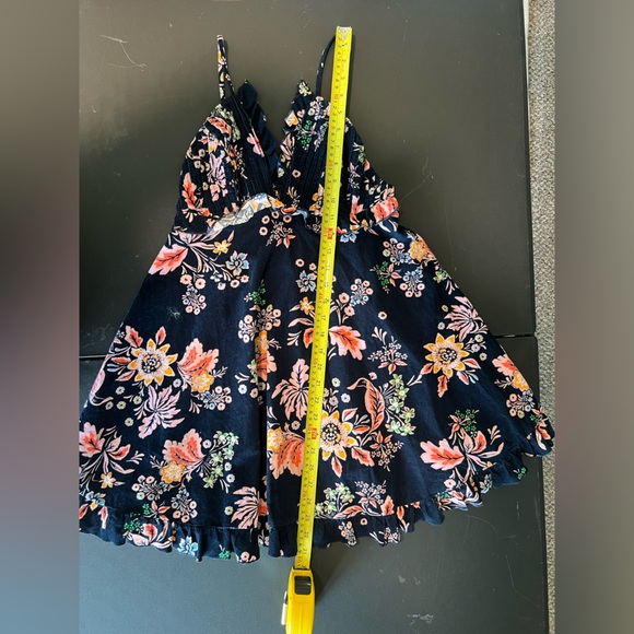 NWT Free People Mini Dress Corduroy Ruffle Navy Floral Sundress Women’s Size XS - Picture 12 of 14